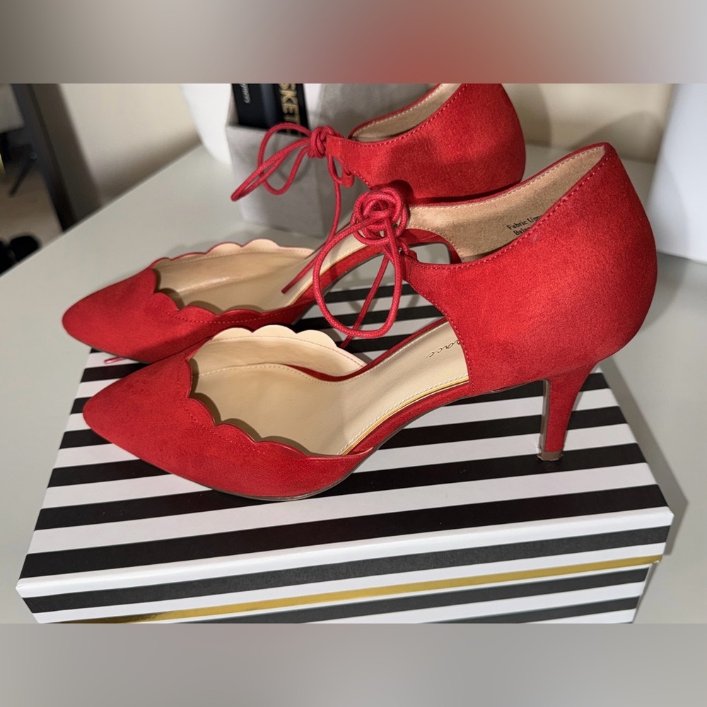 Red Scalloped Women's Heels